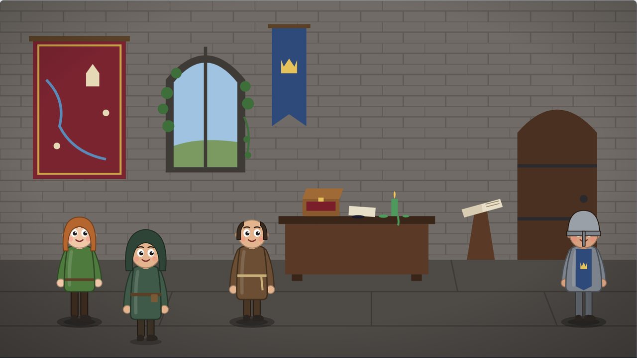 A royal chancellor's tower room in a fantasy castle