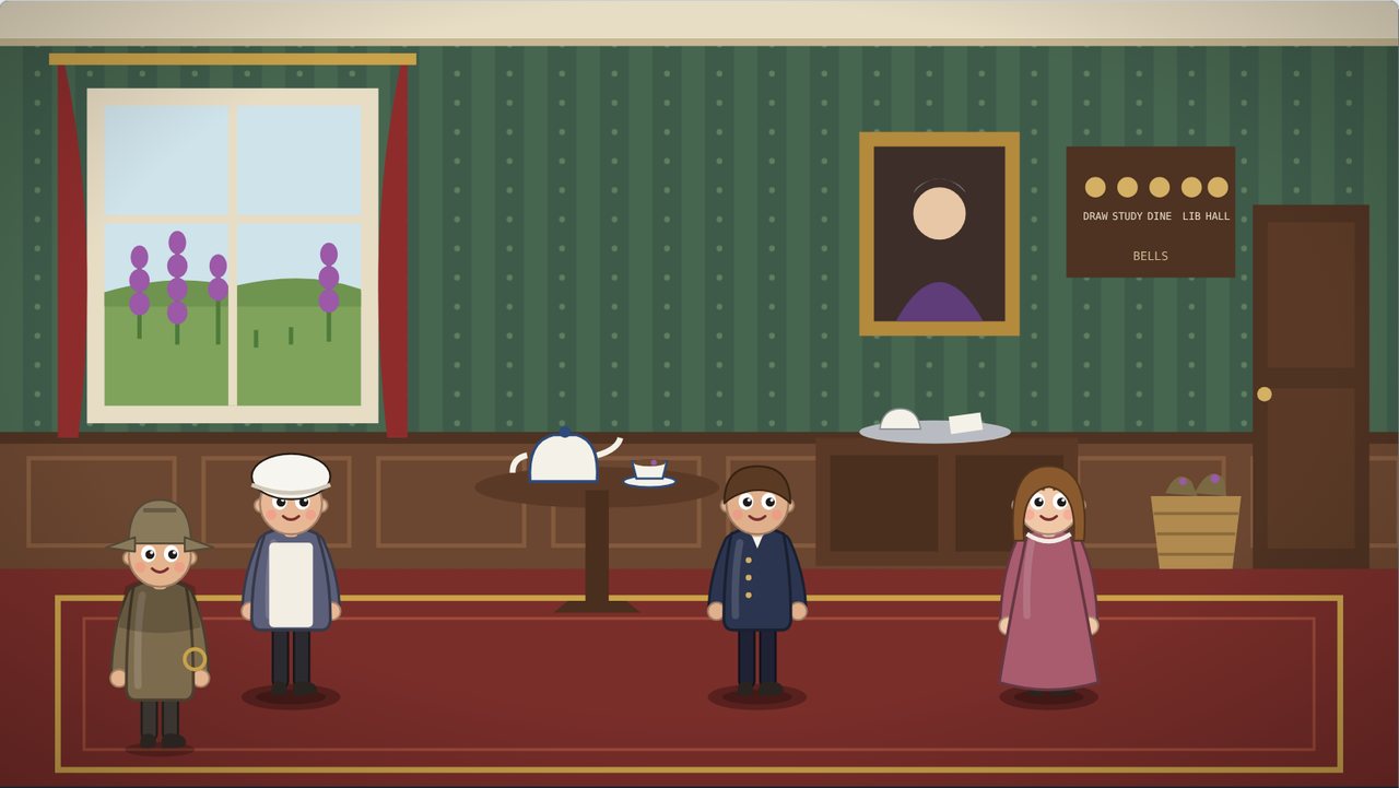 A Victorian drawing room with a tea table and family members